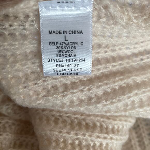 Mod on Trend Sweater Womens Large Beige Wool Mohair Blend Pullover - Picture 6 of 10